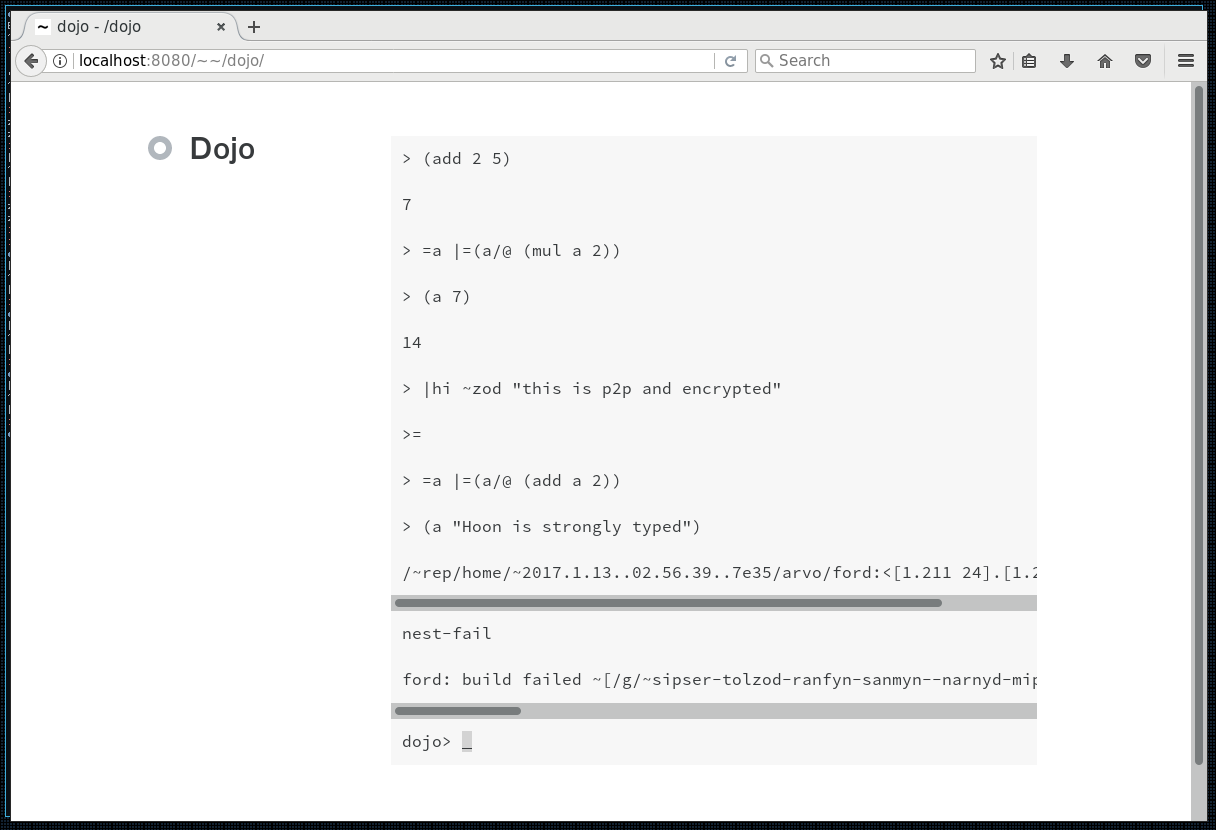 Urbit's online Hoon dojo